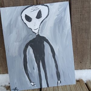 Skinny Bob Painting Folk Art On Canvas